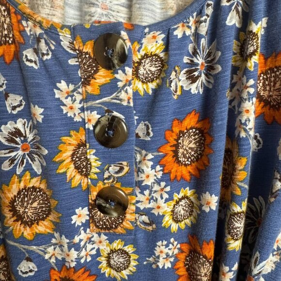 J. Jill Blue Floral Short Sleeve Tie Belt Knee Length Dress K9 - Picture 7 of 9